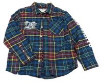 Tmavomodro-zeleno-žluto-vínová kostkovaná flanelová košile - Harry Potter M&S