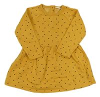 Hořčicovo-černé teplákové šaty se srdíčky F&F