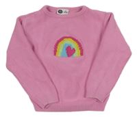 Růžový svetr s duhou Lily & Dan