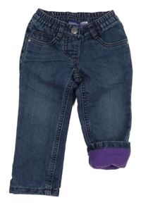 Tmavomodré zateplené rifle Lupilu