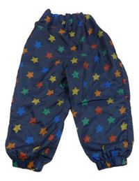 Tmavomodré šusťákové kalhoty s hvězdami Tu