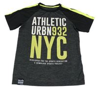 Tmavošedo-černé melírované sportovní tričko s nápisy C&A