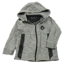 Šedo-černá melírovaná propínací mikina s potiskem a kapucí Nutmeg