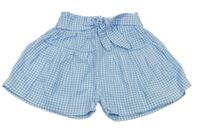 Světlemodro-bílé kostkované kraťasy s páskem 