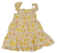 Bílo-žluto-růžové květované šaty Primark