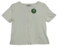 Nové - Bílé žebrované crop tričko C&A