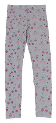 Světlemodré žebrované legíny s třešněmi 