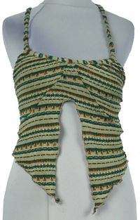 Dámský béžovo-zelený vzorovaný pletený crop top Urban 