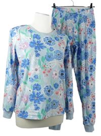 Dámské světlemodré květované flanelové pyžamo F&F