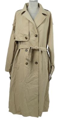 Dámský béžový šusťákový jarní kabát s páskem Yozy 