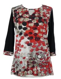 Dámské červeno-černé vzorované triko 