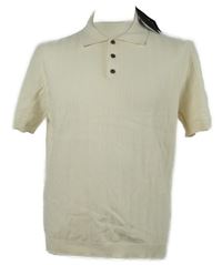 Nové - Pánské smetanové žebrované pletené tričko s límečkem Massimo Dutti 