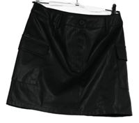 Dámská černá koženková sukně s kapsami New Look