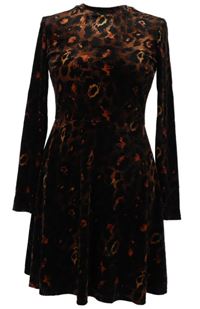 Dámské hnědo-vínové vzorované sametové šaty Topshop 