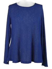 Dámské tmavomodré žebrované triko s volnými zády 