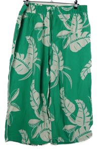 Dámské zeleno-bílé květované culottes kalhoty TU 