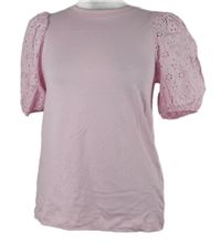 Nové - Dámské světlerůžové tričko s madeirovými rukávy New Look 