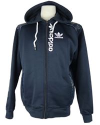 Pánská tmavomodrá propínací mikina s kapucí a logem Adidas