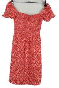Dámské červeno-bílé kytičkované žabičkové šaty FB Sister