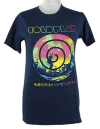 Dámské tmavomodré hudební tričko Coldplay