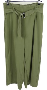 Dámské světlekhaki culottes kalhoty s páskem Amisu 