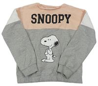 Světlerůžovo-šedá mikina se Snoopym 