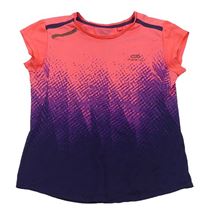 Neonově růžovo-fialovo-tmavomodré sportovní tričko s logem Kalenji