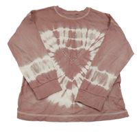 Růžovo-bílé batikované triko s kamínky Dunnes