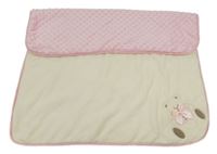 Smetanovo-růžová chlupatá deka s medvědem