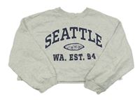 Bílo-šedá melírovaná crop mikina s nápisem H&M