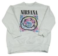 Bílá mikina s potiskem Nirvana
