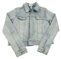 Světlemodrá riflová bunda s kamínky