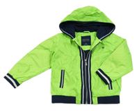 Neonově zeleno-černá šusťáková jarní bunda s kapucí Mayoral