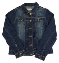 Tmavomodrá riflová crop bunda Pocopiano