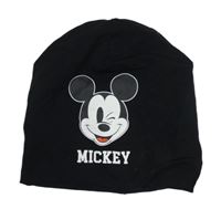 Černá bavlněná čepice s Mickey Mousem C&A
