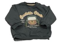 Šedá mikina s medvědem a nápisem F&F