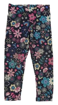 Tmavomodré květinové legíny 