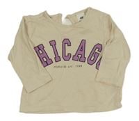 Světlebéžové triko s nápisem H&M