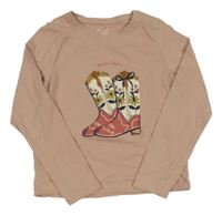 Světlerůžové triko s barevnými kozačkami Primark