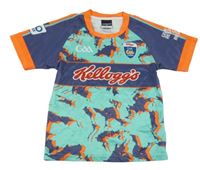 Tmavomodro-mintovo barevné vzorované funkční tričko MASITA