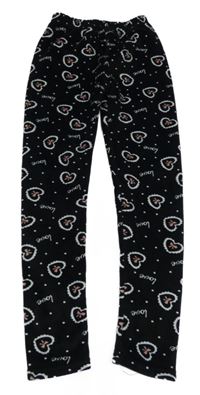 Černé sametové zateplené legíny se srdíčky