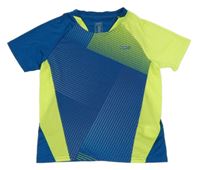 Modro-zelené vzorované sportovní funkční tričko s potiskem Decathlon