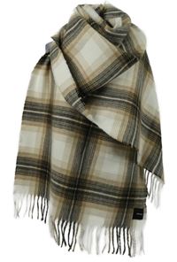 Dámská bílo-béžovo-černá kostkovaná maxi šála s třásněmi Opus