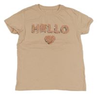 Růžové tričko s ozdobným nápisem H&M