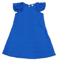 Modré šaty s volánkovými rukávy Shein