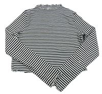 Bílo-černé pruhované žebrované crop triko Matalan