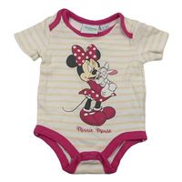 Bílo-lososové pruhované body s Minnie Disney