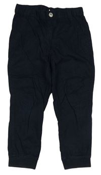 Tmavomodré plátěné cuff kalhoty H&M