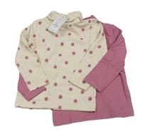 Nové - 2x rolák - béžový s kytičkami + růžový Primark