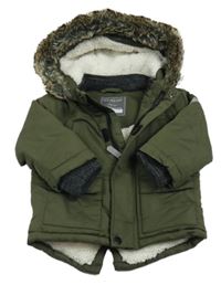 Khaki šusťáková zimní bunda s kapucí Primark